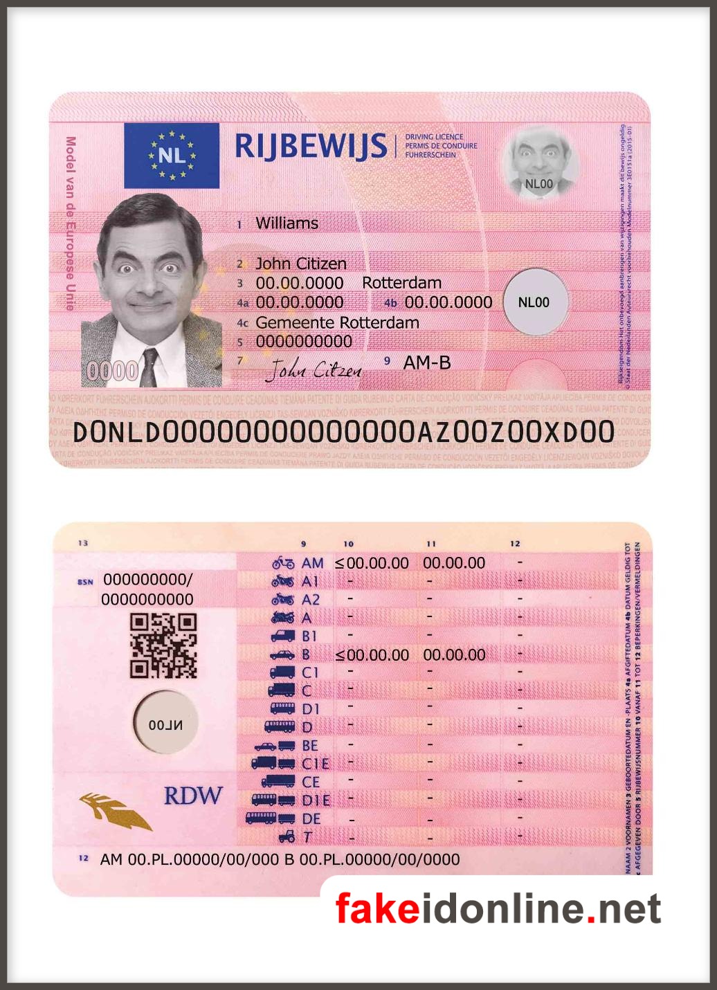 Netherlands Driver License PSD Template V1